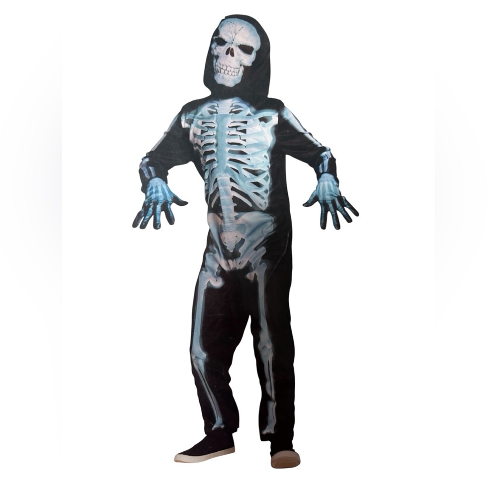 Kids  3 Piece X-Ray Skeleton Halloween Costume Set Size S (4-7)